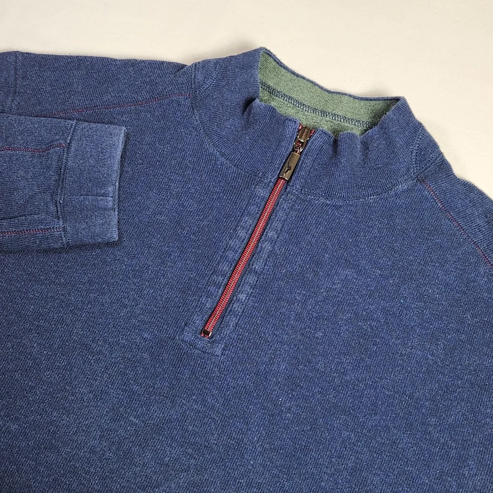 men's TOMMY BAHAMA 1/4 zip pullover REVERSIBLE mock neck Blue/Green size‎ XL
